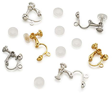 Craftdady 30 convertitori per orecchini a clip, regolazione a vite per orecchini comodi, colori misti, per orecchie non forate, trasformano qualsiasi perno in una clip, per la creazione di gioielli