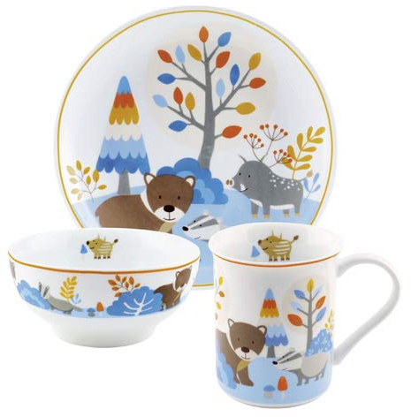 Puresigns Friends - Vajilla infantil (3 piezas, porcelana), diseño de oso