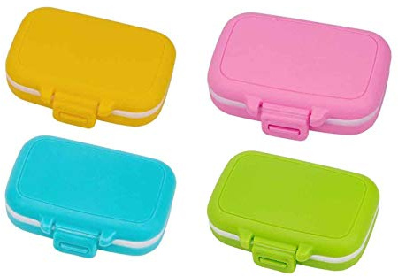 XLKJ 4 Pezzi Portapillole Tascabile Giornaliero,Mini Portapillole Settimanale Mini Box per Pillole