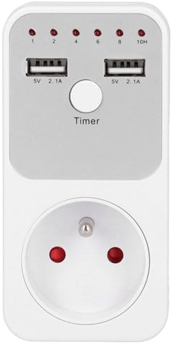 1 Unidad de Enchufe Temporizador, USB Inteligente Digital con Temporizador de Cuenta Atrás, Enchufe con Temporizador Digital, para Computadoras, Electrodomésticos y Cargadores