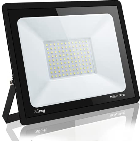 Blivrig LED Strahler Außen 100W, LED Scheiwerfer 6000K Kaltweiß 10000LM | IP66 Wasserdicht Außenstrahler, 120° Strahl, Fluter für Garten Garage Hof Hinterhof