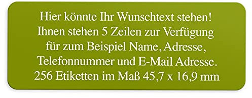 Adress-Aufkleber | PERSONALISIERT | 256 Stück | kleine Etiketten mit Wunsch-Text hellgrün 2 | Schrift Weiß | für Namen und Adressen