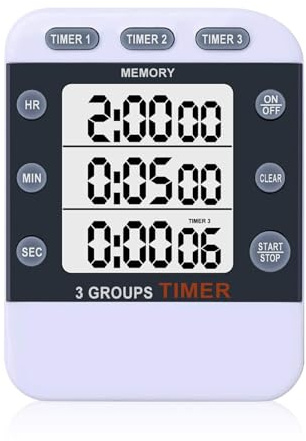 MOSTRUST Digitaler Dual-Küchentimer, 3 Kanäle, Countup/Down-Timer, dreifacher Kochtimer, großes Display, lauter Lautstärkealarm mit magnetischer Rückseite, Ständer, Batterie enthalten (M382)
