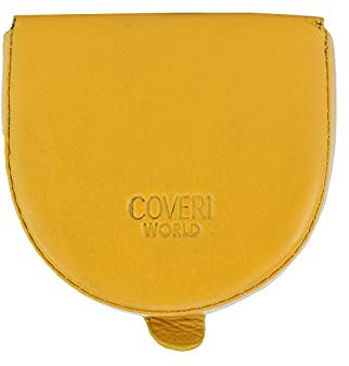 COVERI WORLD Portamonete Uomo Vera Pelle, Scomparti Monete e Banconote, Giallo