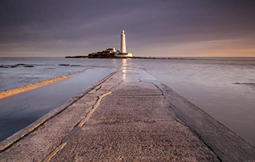 LHJOYSP Geschenk Puzzle 1000 Teile,natürliche Schönheit,Meer,Leuchtturm,England,Vereinigtes Königreich,Whitley Bay,75x50cm