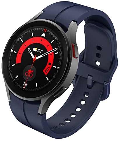 FunBand Kompatibel mit Samsung Galaxy Watch 5 / Watch 5 Pro/Watch 4 / Watch 4 Classic Armband,20mm Weiches Silikon Ersatzband Verstellbares Armbänder für Galaxy Watch 42mm / Watch 3,Mitternachtsblau