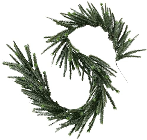 BOLTZE Tannengirlande Kerstmis grün I Länge 202 cm I Künstliche Weihnachtsgirlande I Flexible dunkelgrüne Tanne mit Schnee-Optik I Kiefer I Advents-Deko hängend I Indoor I Weihnachts-Kranz