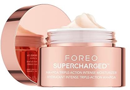 FOREO SUPERCHARGED HA+PGA Crème hydratante visage triple action - Vitamine E - Acide hyaluronique et squalane - Crème Anti Rides Femme - Végane - Crème Visage - Soin visage propre - 50 ml