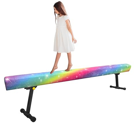 Wesky Trave di equilibrio regolabile per bambini, attrezzatura da ginnastica per allenamento, pratica e allenamento professionale a casa, trave da allenamento in palestra a pavimento alto e basso