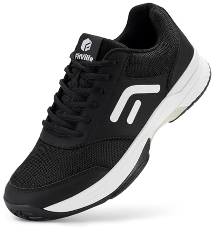 FitVille Weit Tennisschuhe Herren rutschfest Hallenschuhe Atmungsaktiv Badminton Schuhe Bequemen Fitnessschuhe | Racquetball, Court Shoes, Torsion Resistant, Breathable, Comfortable, Cushioning, Arch Support