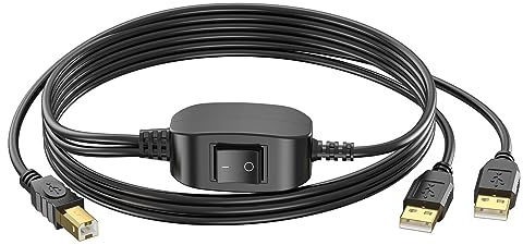 2-in-1 USB-A auf B Druckerkabel-Splitter für zwei Computer, Kompatibel mit HP, Canon, Brother, Samsung, Dell, Epson, Lexmark, Xerox, Piano (2,5 m)