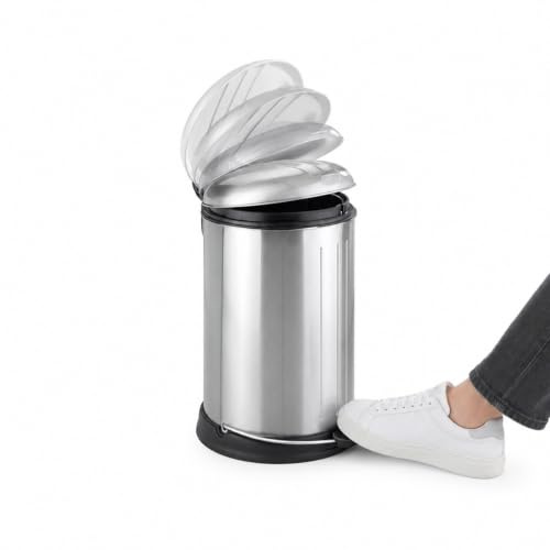 Avilia Pattumiera con Pedale 12L in Acciaio Inox, Chiusura Silenziosa, Ideale per Cucina, Bagno, Ufficio, 28x43.5x33cm, Argento