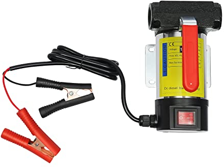 12V Dieselpumpe, Heizölpumpe Benzinpumpe Automatik Pistole 175W 45L/min Selbstansaugend Ölpumpe, Bohrmaschinenpumpe, Kraftstoffversorgungseinrichtung mit Auslassschlauch(4 m) (Gummi Auslassschlauch)