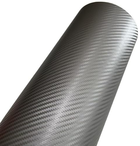 Autofolie Schwarz-rot-weiße Kohlefaser-Vinyl-Autoverpackungsfolie mit Luftfreisetzung, Selbstklebende Motorrad-Roller-Boot-Autoaufkleberverpackung Auto Folie (Color : Grey, Size : 20cm x 152cm)