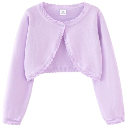 PythJooh Baby Girl Long Sleeve Bolero Shrugs Kids Knitted Cardigan 1-13Y | Girls One-button Plain Cotton Wedding Bolero Cardigan Knitted Coat for 1-13Years