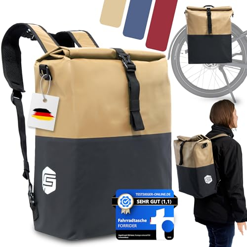 Forrider 3in1 Fahrradtasche für Gepäckträger mit Rucksack & Umhängetasche 100% wasserdicht [27L] Gepäckträgertasche Fahrrad | Fahrradtasche und Rucksack für Gepäckträger Tasche | E-Bike Pannier Bag