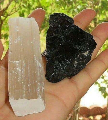 BIANMTSW Une Pierre précieuse Brute de Tourmaline Noire chargée + Un bâton de Charge Gratuit Collections de la Maison
