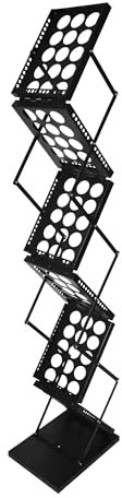 Deflecto A4 Portrait Folding Literature Floor Stand with Carry Case - Black - 6 Shelf A4 Literature Sign Holder - Magazine Holder Rack