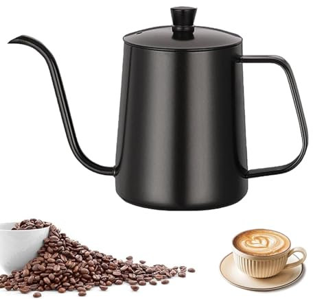 Gooseneck Pour Over Coffee Kettle 600 ML/ 20 OZ Stainless Steel Hand Drip Coffee Pot with Long Narrow Spout Hand Drip Kettle (Black)