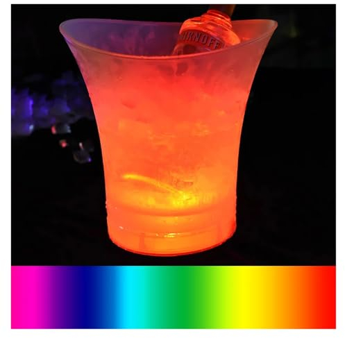 HWJFDC Ice Bucket 5L Waterproof Plastic Ice Bucket Light Up 4 Color Champagne Beer Bucket Bars Night Party Bars Nightclubs(Colorful)
