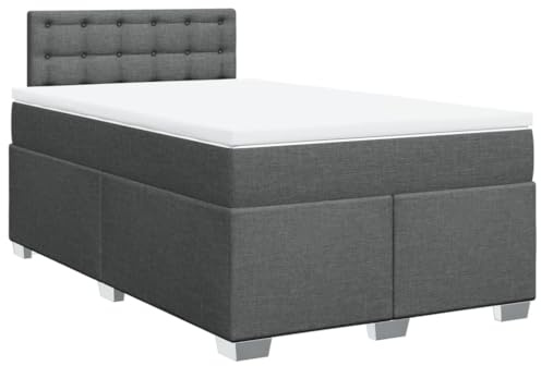 vidaXL Boxspringbett mit Matratze Dunkelgrau 120x200 cm Stoff