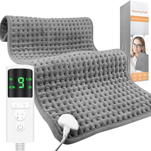 Heat Pad,Heat Pads for Back Pain Relief 9 Heat Modes 4 Timer Setting Double-Sided Plush Design Machine Washable Heating Pad for Neck Shoulder Belly Back Pain Relief & Body Relaxation 30×16