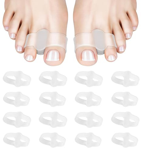 BORISCA 16 Pezzi Toe Separator in Silicone Trasparente, Separatori per Alluce Valgo per Dita Sovrapposte con 2 Occhielli, Separatore Dell'alluce per Alluce Sovrapposto, Alleviano lo Sfregamento