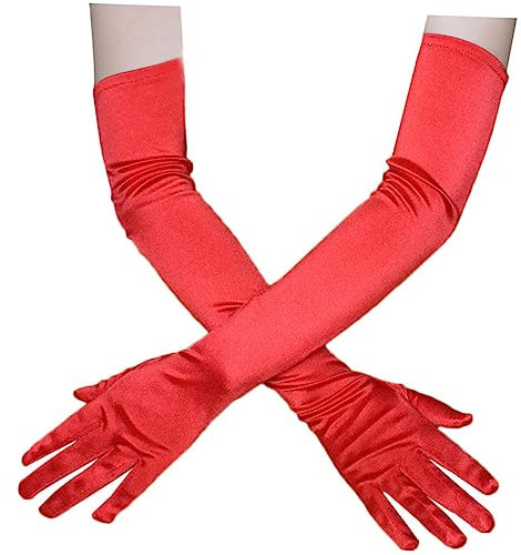 MOBUTOFU Lange Satinhandschuhe Für Cosplay Ellenbogen Abendhandschuhe Für Partys Kostümpartys Und Opernaufführungen Anliegend