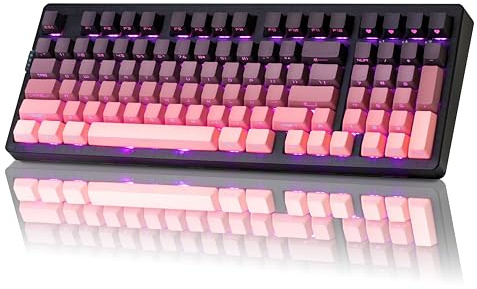 ZORNHER ZH980 Clavier mécanique sans Fil 95%, Clavier Creamy Rose avec pavé numérique, Clavier Gaming, Touches PBT rétroéclairées, switchs linéaires Creamy, RGB