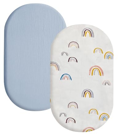 ROEOWENE 2pcs Bettlaken Spannbettlaken für Babybett Spannbettlaken | Kinderwagen Musselin-baumwolle 41x82cm Spannbetttuch Matratzenbezug Matratzenschoner Laufgitter Kinderbett,reisebett