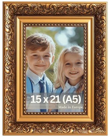 VictoR Barocker Bilderrahmen Rembrandt Braun Gold 15x21 cm (A5) - Leiste: 58x41mm - Antik Vintage Stil - mit bruchsicherem Acrylglas - MDF-Rückseite - Hoch- & Querformat