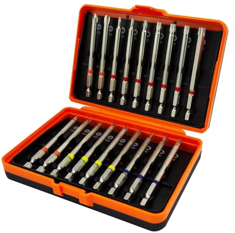 18-teiliger erweiterter Schraubendreherbitsatz, 90 mm CRV 1/4 Zoll Sechskantschaft-Schraubendreherbits, T4 – T40 magnetische Schlagschrauberbits, Schlagschrauberbits mit Halter