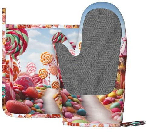 Ensemble de gants de cuisine et maniques en silicone résistant à la chaleur - Antidérapants et lavables - Pour barbecue, cuisine, cuisine