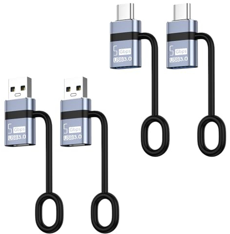 Liaoan USB C auf USB3.0 Adapter ，USB auf Type-C 3.0 Adapter 4 Stück，Thunderbolt 4/3 auf USB 3.0 Kompatibel mit i-Phone 16 Pro Max MacBook Pro Air 2023 i-Pad Mini iMac Surface und mehr