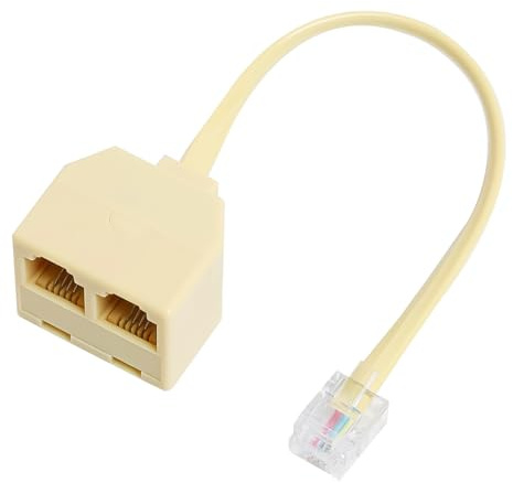 Gorise Adaptador Divisor Telefónico RJ11 Con Cable De 16 Cm, Conector Macho 6P4C/6P2C a Dos Conectores RJ11 Divisor De Plástico Beige Para Teléfonos Y Faxes De Casa/oficina (1 Unidad)