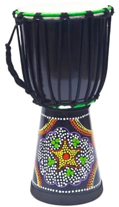 Tragbar Anfänger Djembe Trommel Ziegenfell Trommelfell, 8 Zoll Buschtrommel Mit Trommeltasche Riemen Handglocke, Handgeschnitzt Reise(8-inch-G)