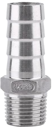 Stainless Steel Hose Barb, 304 BSP Male Thread Connector Quick Pipe Adapter for Plumbing Machinery 1 piece Silver 1 2 inch Thread 19mm Hose Tail Straight Fitting