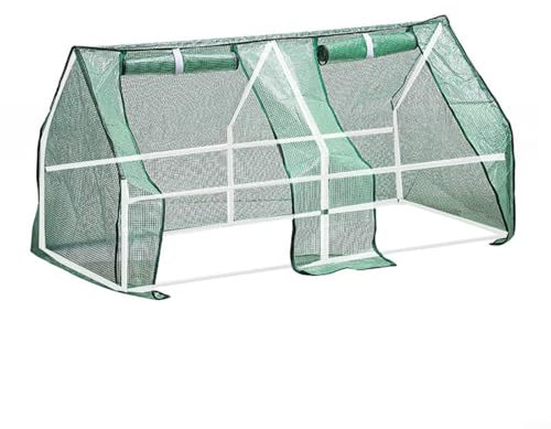 Kit de invernadero para interiores y exteriores, mini invernadero al aire libre, cubierta de polietileno, marco de acero, cremallera, entrada, impermeable, para protección de plantas
