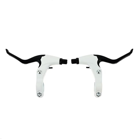 SURIEEN 1-Pair Universal BMX Bicycle Levers Hand Brakes for MTB/BMX Mountain Road Bike with Aluminum Alloy Brake Handlebar Handles (22mm),White
