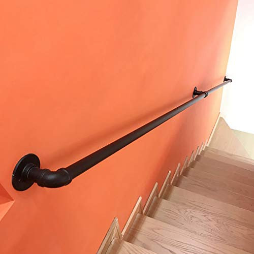 Kit scale, scala a parete il tubo zincato nero antiscivolo maniglione industriale loft ringhiera in ferro battuto, scale interne esterne portico ponte corrimano (dimensioni : 4,6 m)