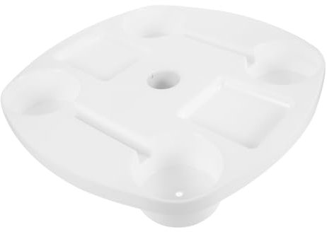 JOINPAYA Portabicchieri Ombrellone Vassoio da Tavolo per Spiaggia e Giardino, Tavolino Leggero in Plastica Bianco 37x37x5,2 Cm con Scomparti, Porta Bevande per Picnic, Barbecue e Attività