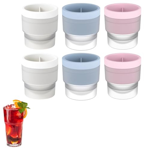 Ice Ball Mould, 6PCS Reusable Ice Cube Balls Maker for Whisky, Cocktails, and Soft Drinks, Large Round Ice Cube Moulds with Lid, Slow-Melting Sphere Ice Mold for Home and Party Use