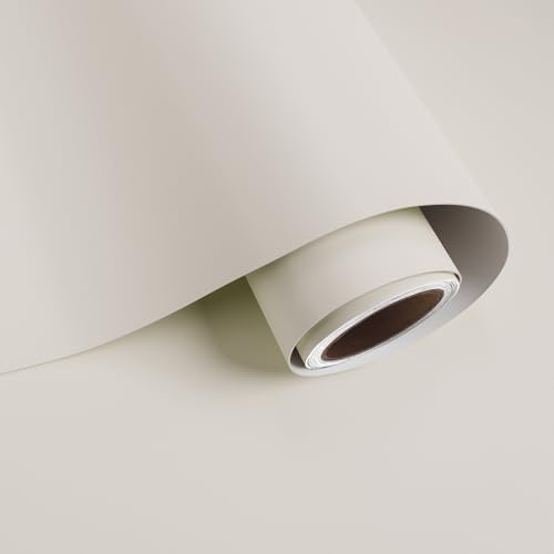 VaryPaper Papier Peint Beige Moderne 40cmx200cm Film Adhesif pour Meuble Beige Mat Stickers Porte Placard Armoires de Cuisine Étagère Papier Peint Adhesif Mural Salon Chambre Autocollant Meuble