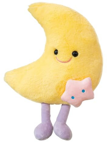 CutitiUU 40CM Moon Plush Toy Cuddly Pillow,Plush Floor Toy & Decorative Cushion,15.7in Moon Shaped Pillow Toy,Soft Plush Cushion for Bedside Sofa,Cuddling Napping Room Decor (Moon)