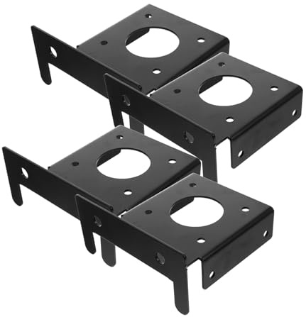 Amosfun 4pcs Gazebo Base Bracket Deck Post Brackets Supports for Pergola Deck Post Support Base Pavilion Fence and Railing Railing Black Stainless Steel