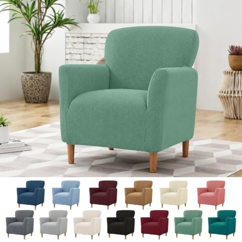MeYuxg Sessel Bezug Stretch, 1-Sitzer Sofa Jacquard Stretchhusse，Universell gestrickt sesselhusse，Flecken, Verschleiß Chair Cover für Wohnzimmer, Büro (Hellgrün)