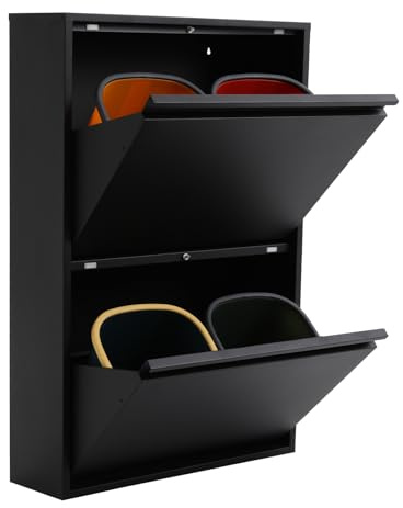 Sistema de separación de residuos de acero | 4 compartimentos para la cocina | 4 x 15 l | Cubo de basura de cocina | montaje en pared | armario de reciclaje para la separación de residuos para grandes