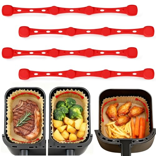 HA BIN Aimants Silicone Extra Longs pour Papier Cuisson Airfryer – Fixation Magnétique, Hitzebeständigkeit, Accessoire pour Grandes Friteuses à Air (Rouge)
