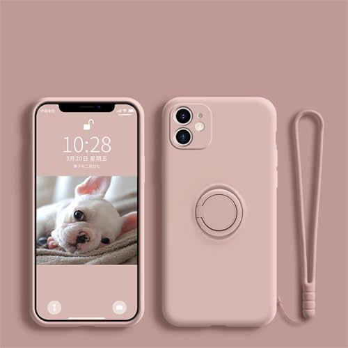 YLTPHD Custodia per telefono con supporto ad anello in silicone liquido per iPhone 17 Air 16 15 14 Plus 13 12 11 Pro Max Mini, custodia magnetica, rosa, per iPhone 13 Mini