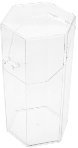 Amosfun Makeup Brush Holder Cylinder Dustproof Flip Cover, Hexagonal Acrylic Cosmetic Storage Bucket for Vanity and Travel